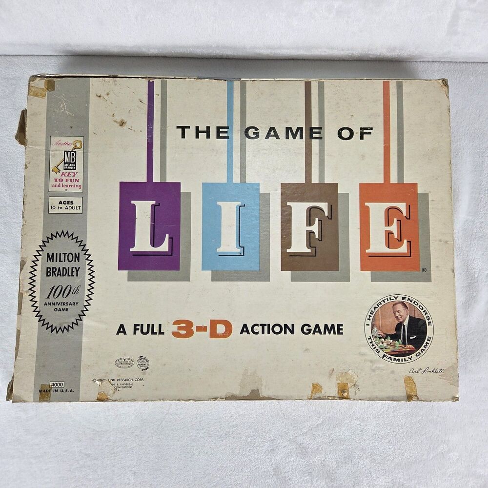 Vintage 1960 Milton Bradley The Game of Life 3D Board Game Complete USA